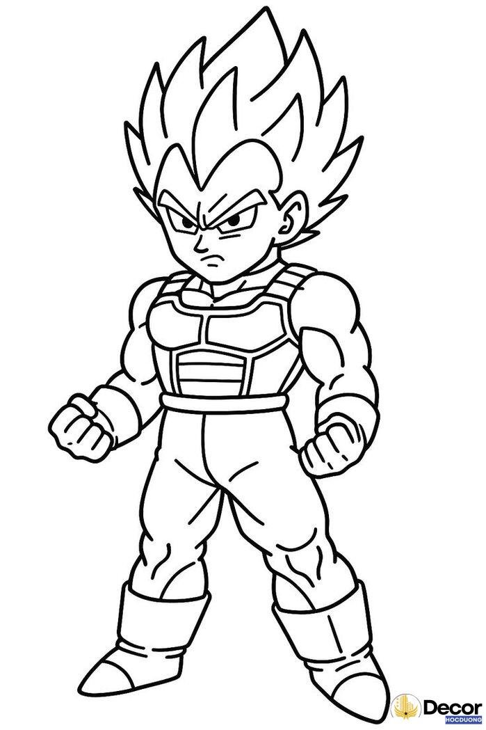 hình tô màu songoku hoạt hình dễ thương