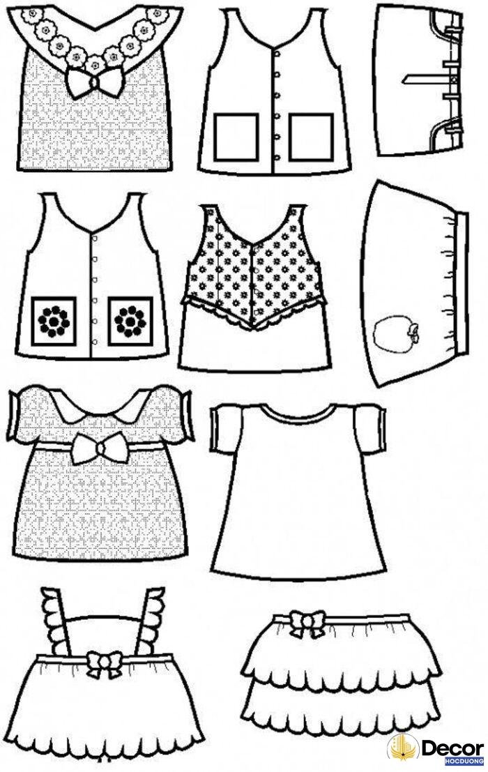 hình tô màu trang phục dễ tô