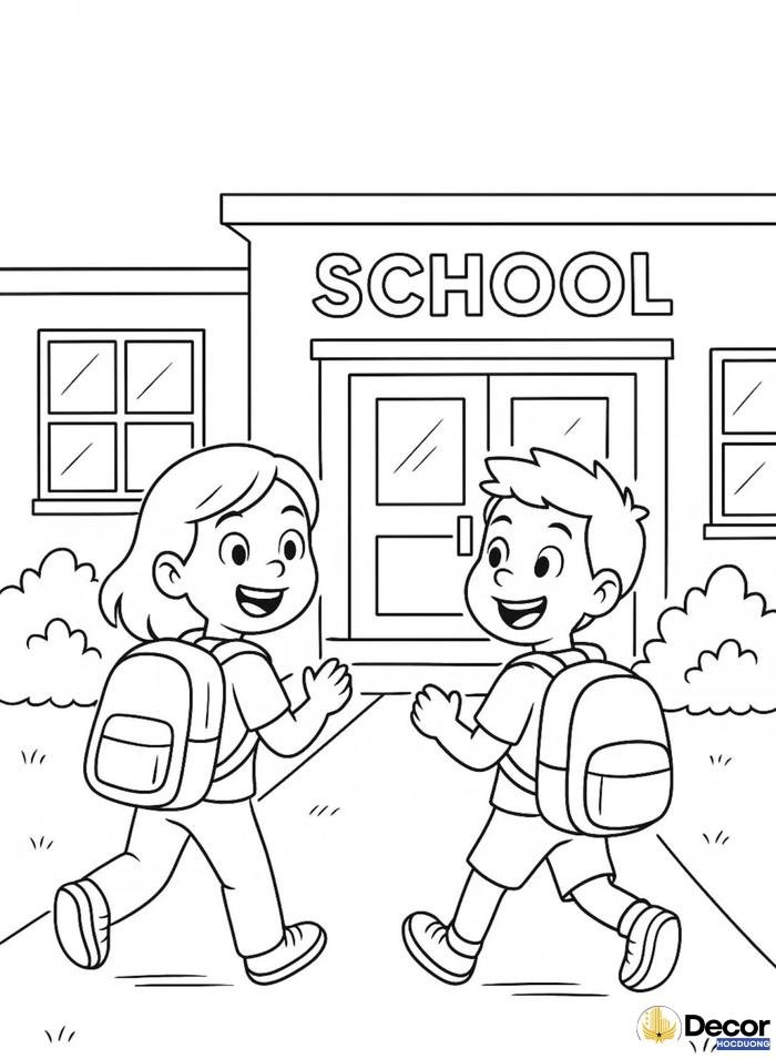 hình tô màu trường mầm non dễ in