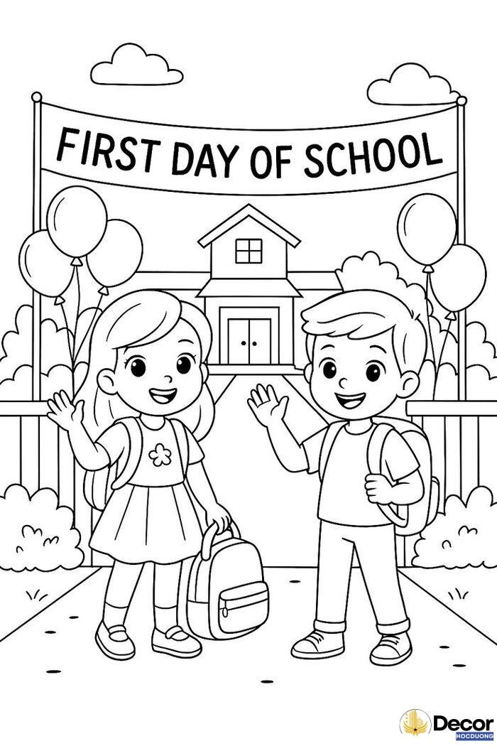 hình tô màu trường mầm non dễ tô