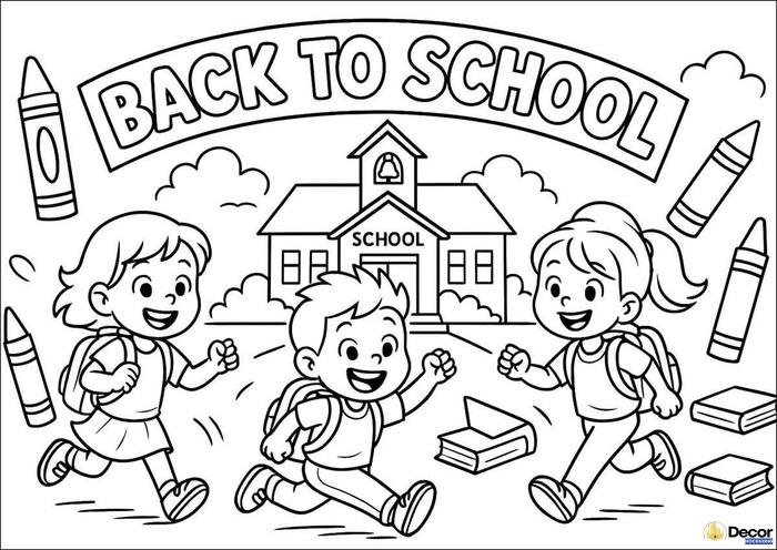 hình tô màu trường mầm non vui nhộn