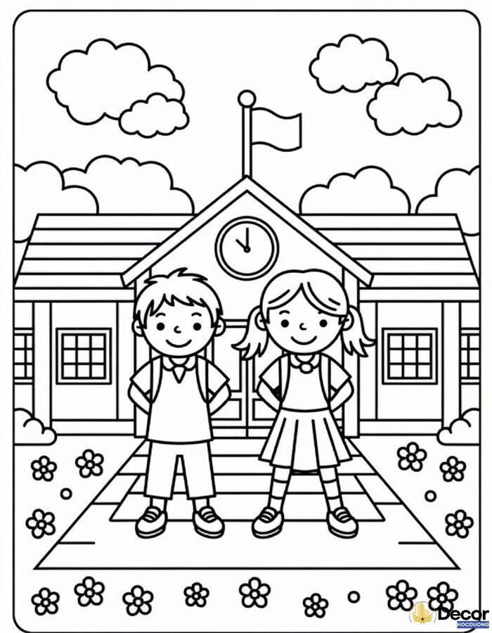 hình tô màu trường mẫu giáo