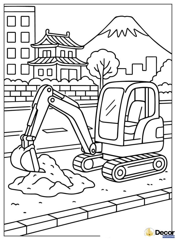 hình tô màu xe công trình máy xúc