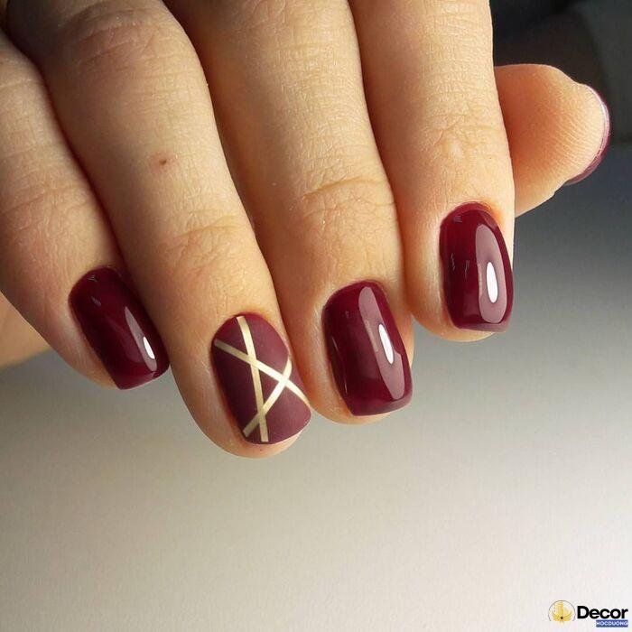 nail cho da ngăm phong cách hàn tone đỏ