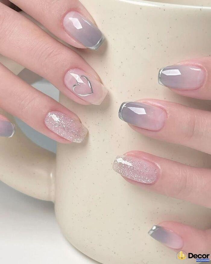 nail cô dâu kim tuyến nhẹ