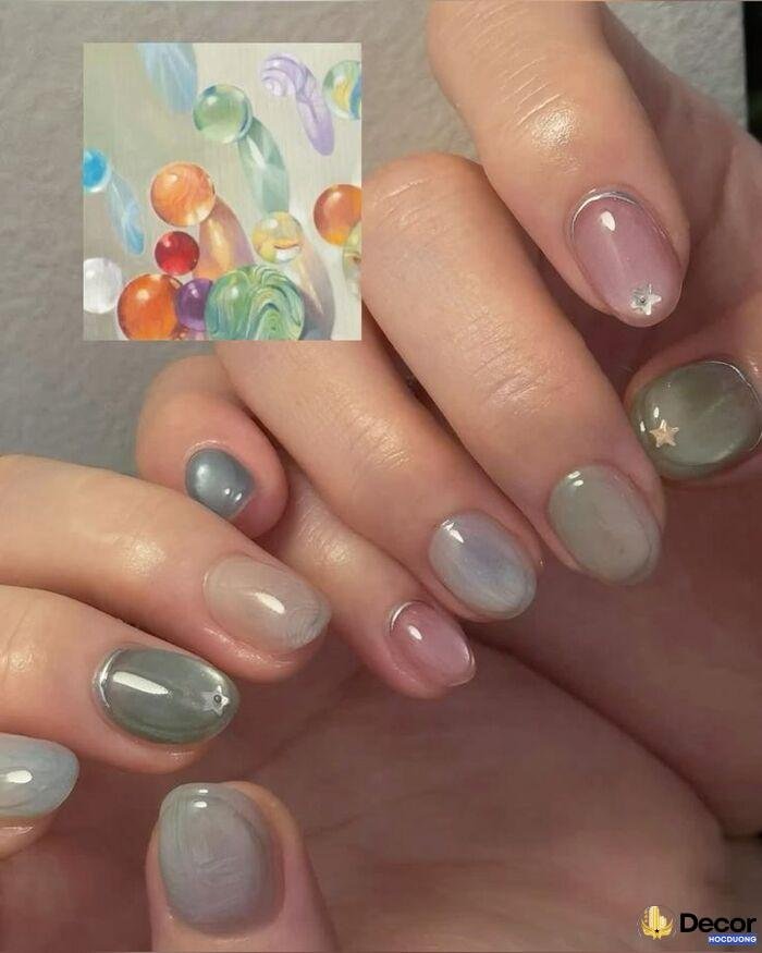 nail dễ thương mắt mèo nhiều màu