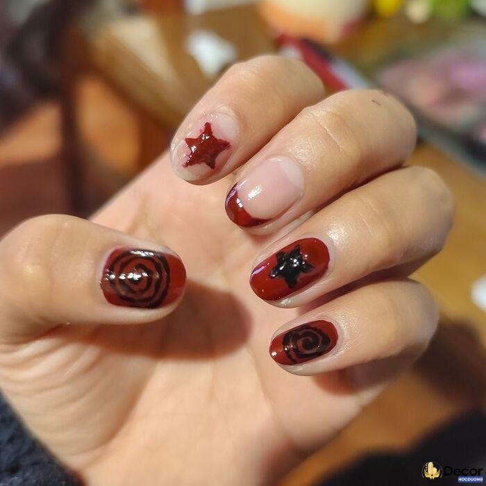nail đẹp style ngầu đỏ