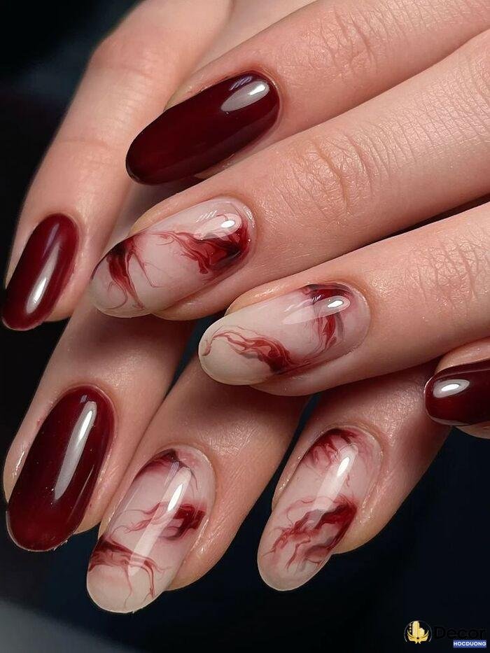 nail designs tone đỏ