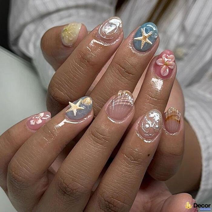 nail đi biển đẹp óng ánh