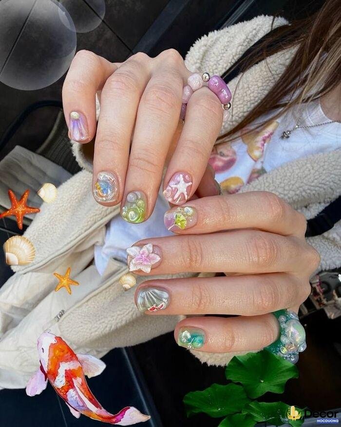 nail đi biển màu sắc dễ thương