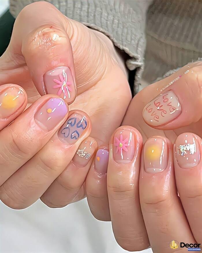 nail đi biển nữ tính art pastel