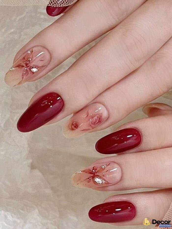 nail đỏ ánh cherry