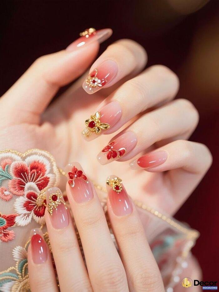 nail đỏ cute
