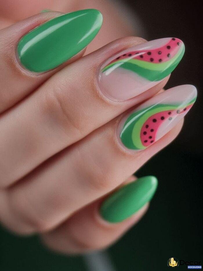nail dưa hấu dáng dài