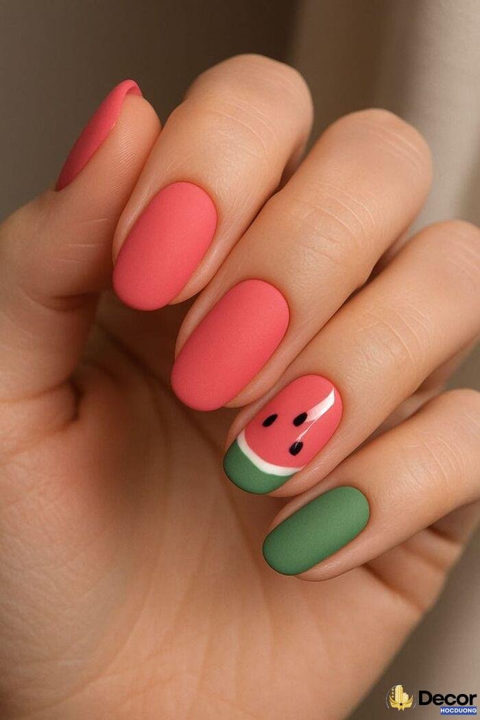 nail dưa hấu dáng ngắn