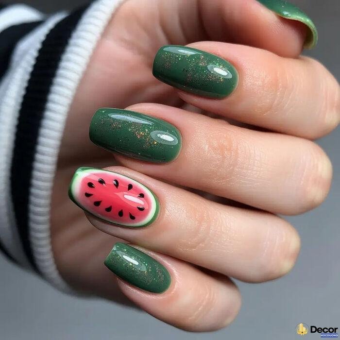 nail dưa hấu đỏ xanh đẹp