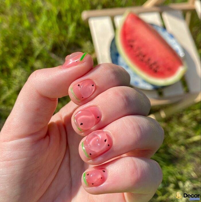 nail dưa hấu hạt đen
