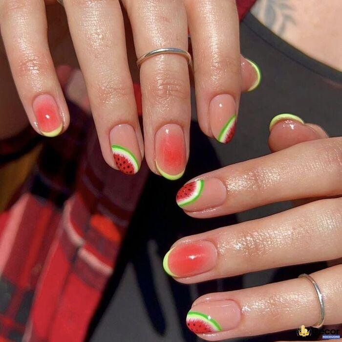 nail dưa hấu pastel