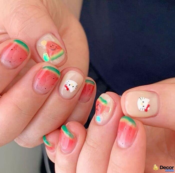 nail dưa hấu phong cách hàn