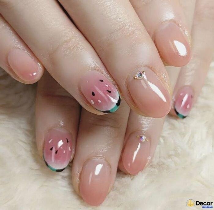 nail dưa hấu trẻ trung