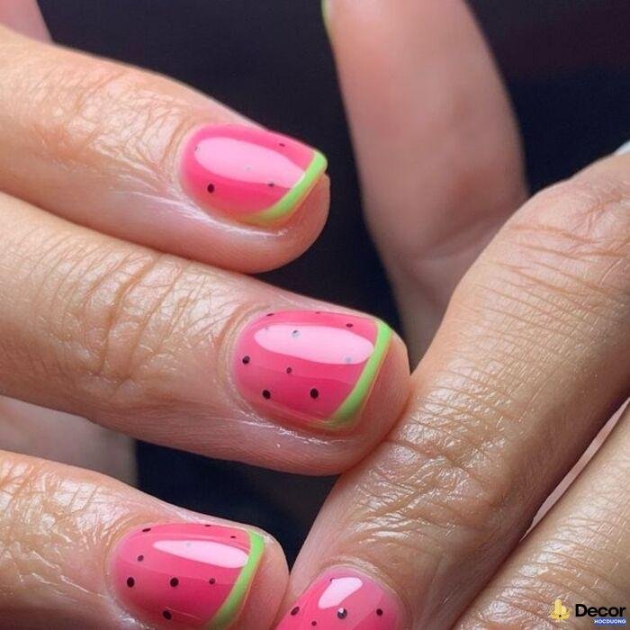 nail dưa hấu vẽ tay
