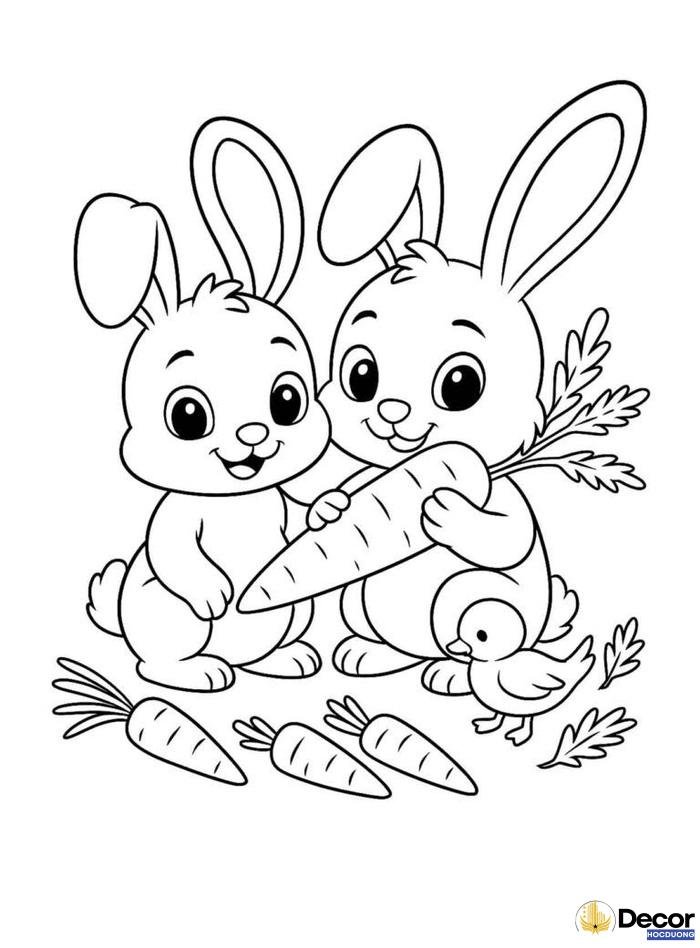 thỏ tranh đen trắng tô màu