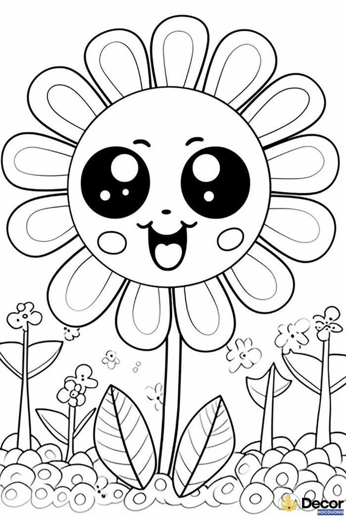 tô màu bông hoa đơn giản
