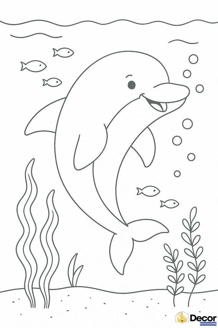 tô màu cá heo dễ tô