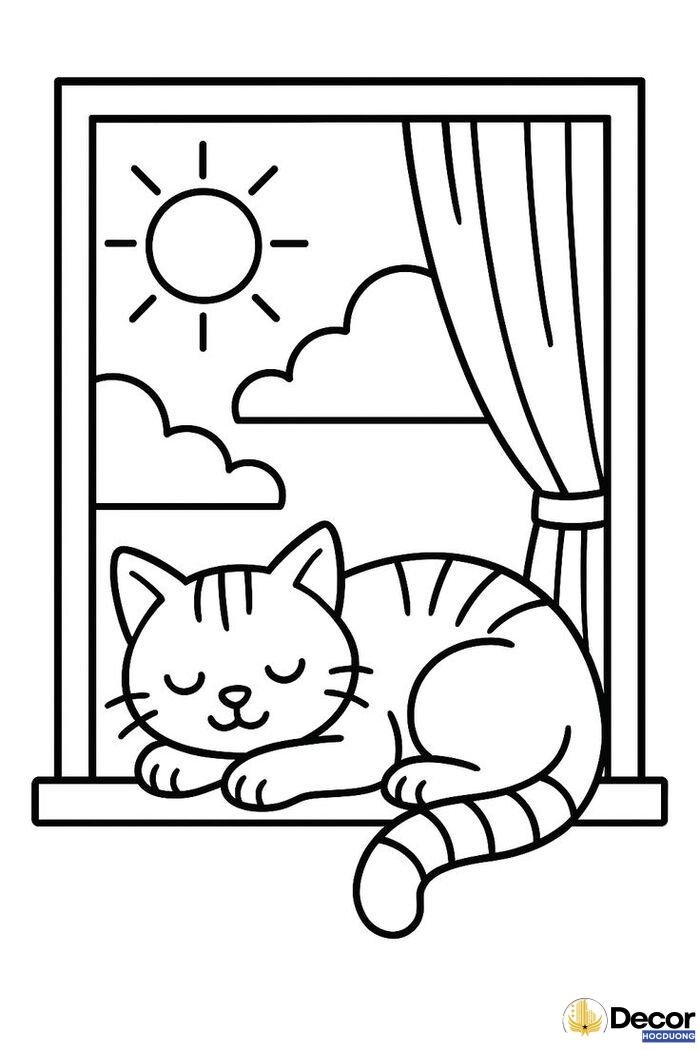 tô màu con mèo dễ in