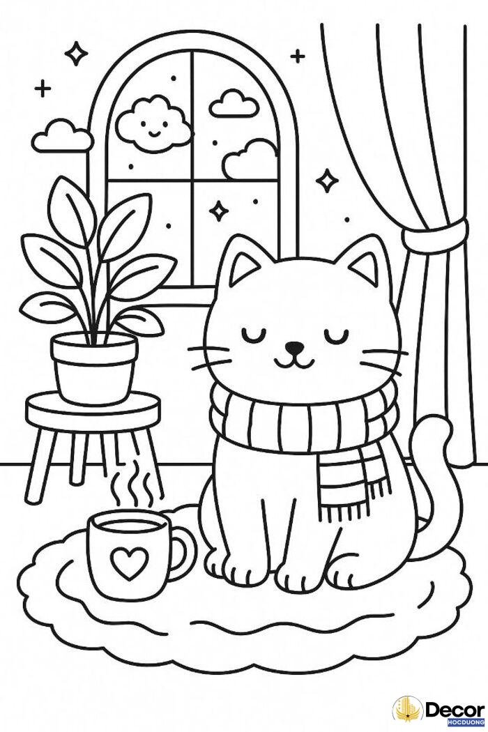 tô màu mèo thiếu nhi