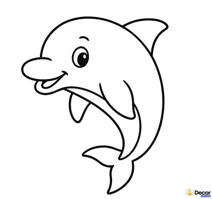 trang tô màu cá heo dễ in