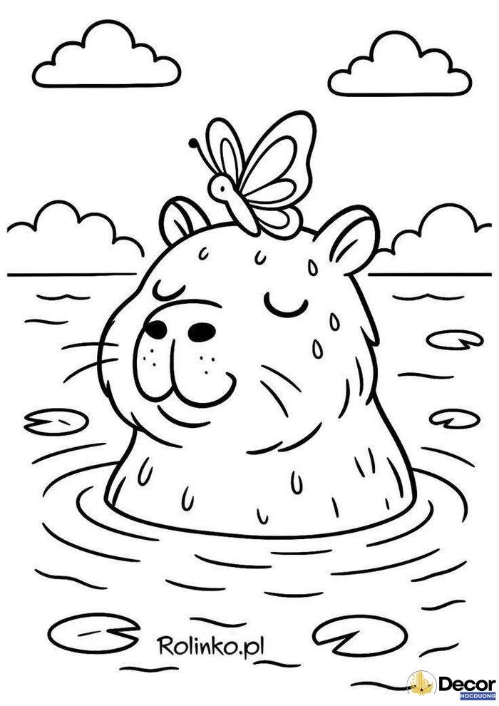trang tô màu capybara dễ in