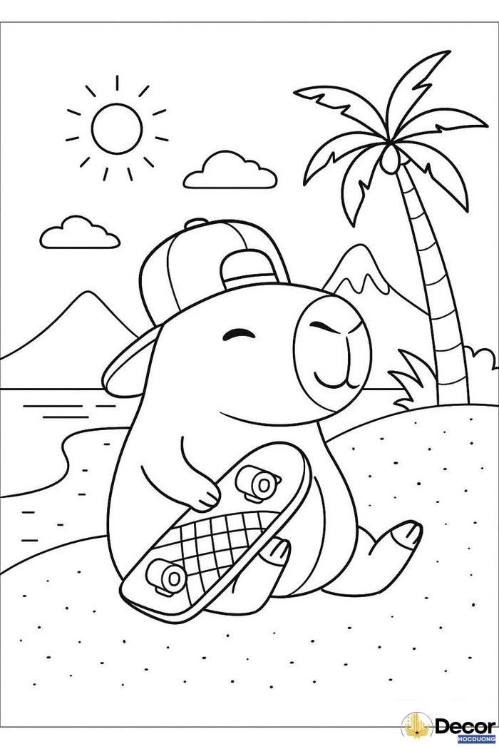 trang tô màu capybara