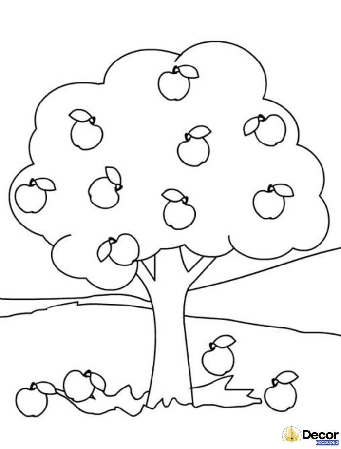 trang tô màu cây xanh đơn giản