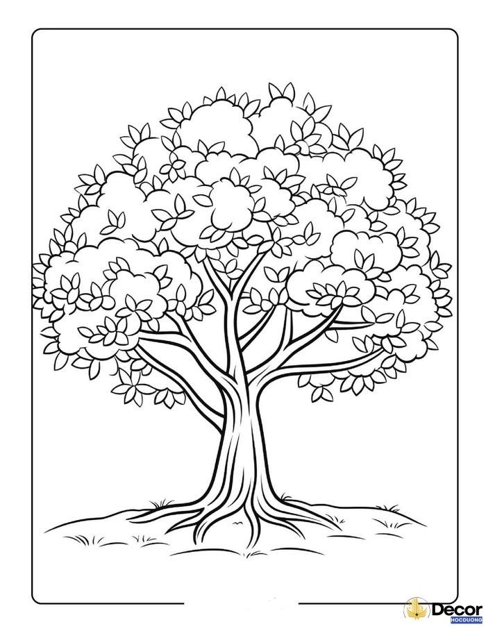 trang tô màu cây xanh