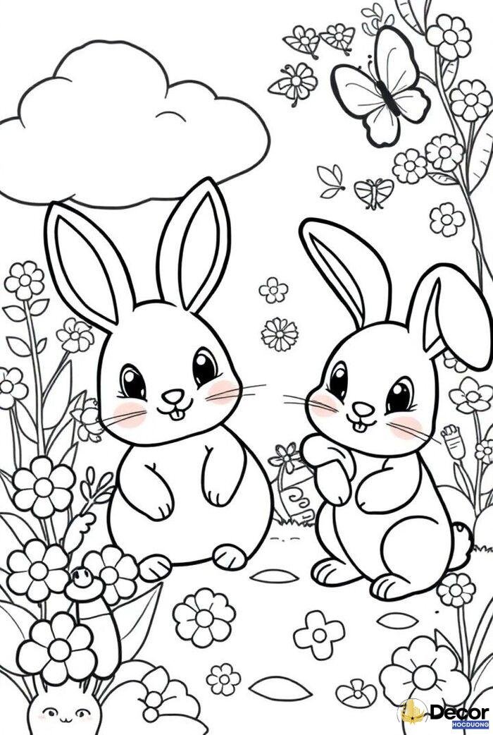 trang tô màu con thỏ