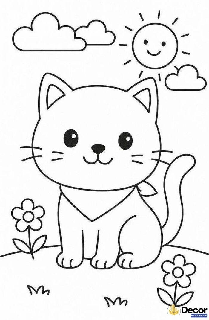 trang tô màu mèo cute