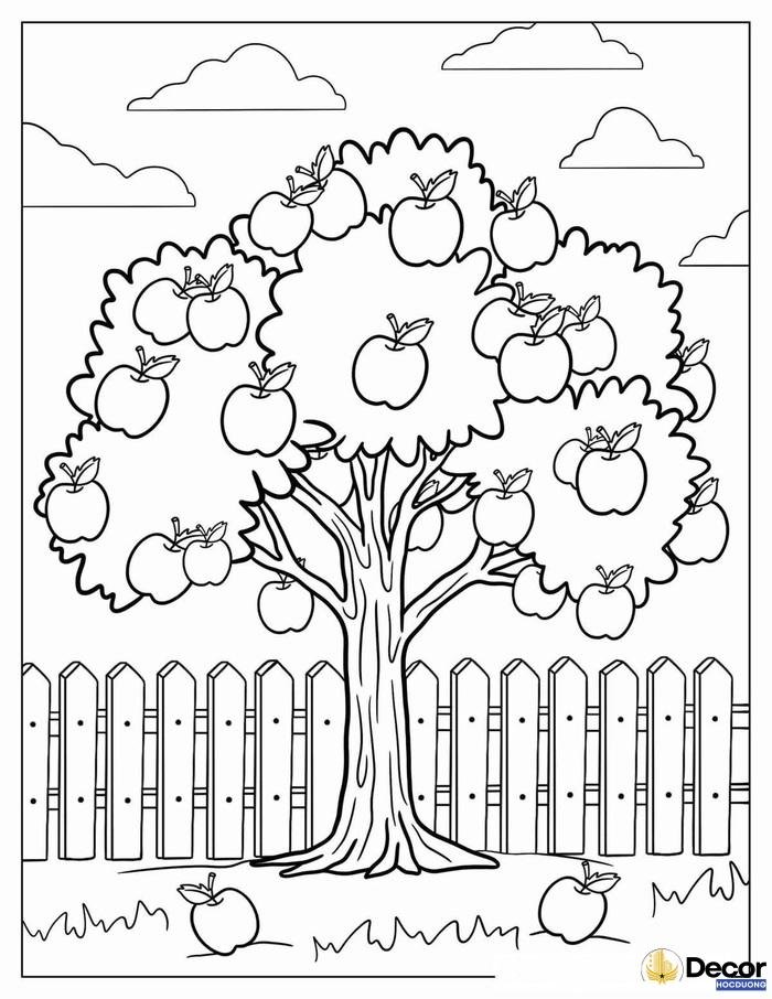 tranh cây xanh tô màu