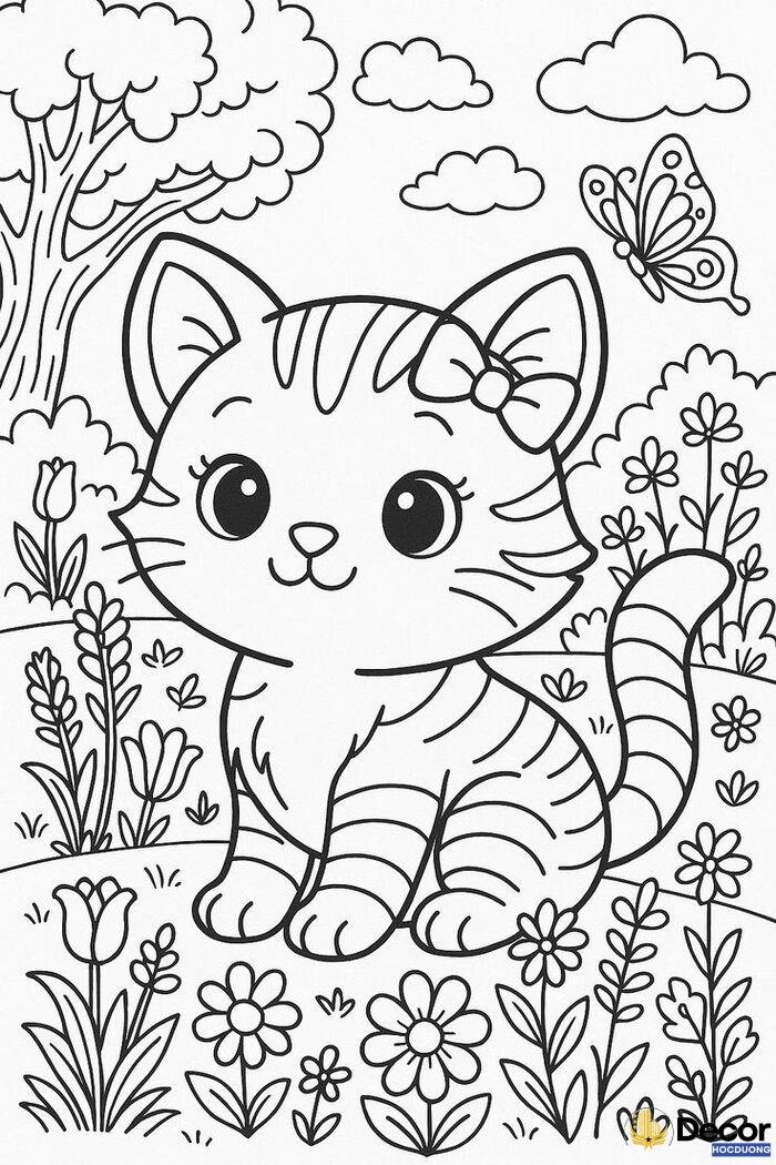 tranh con mèo tô màu