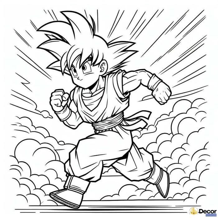 tranh tô màu Songoku đơn giản