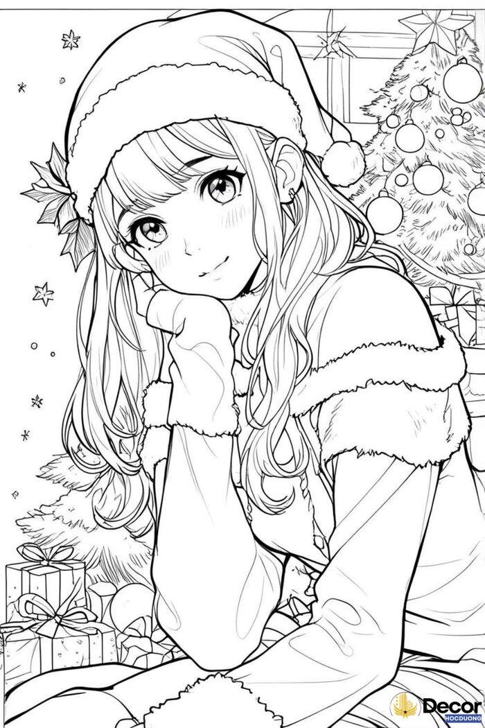 tranh tô màu anime dễ thương