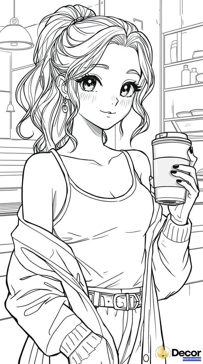 tranh tô màu anime đẹp