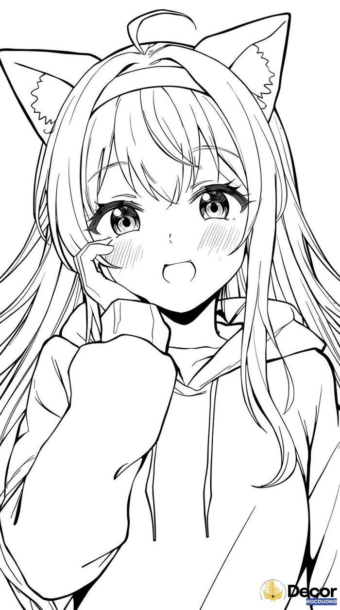 tranh tô màu anime kawaii