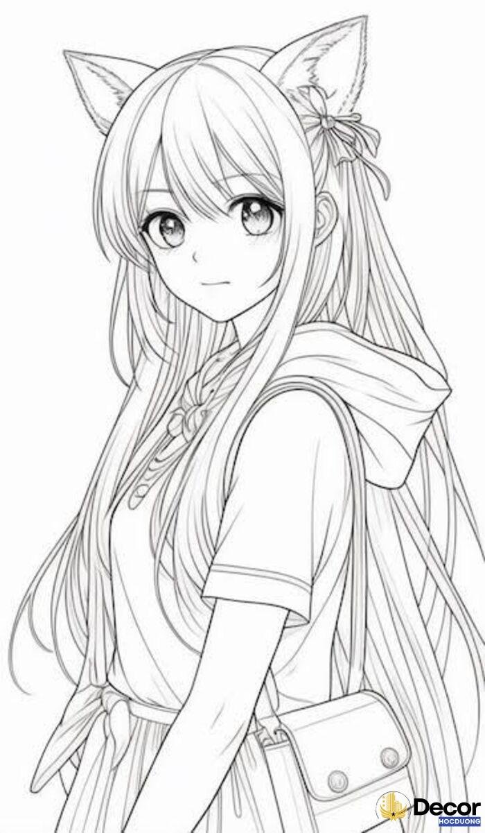 tranh tô màu anime thiếu nữ