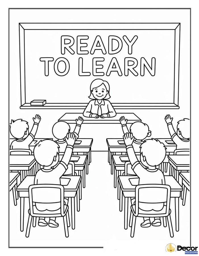 tranh tô màu bé tặng hoa thầy cô