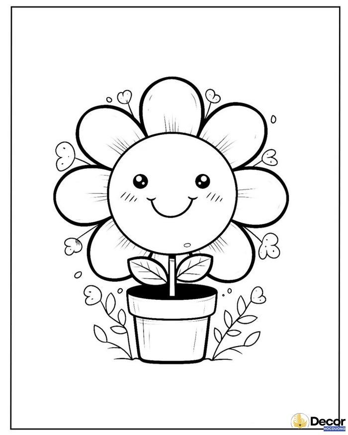 tranh tô màu bông hoa dễ thương