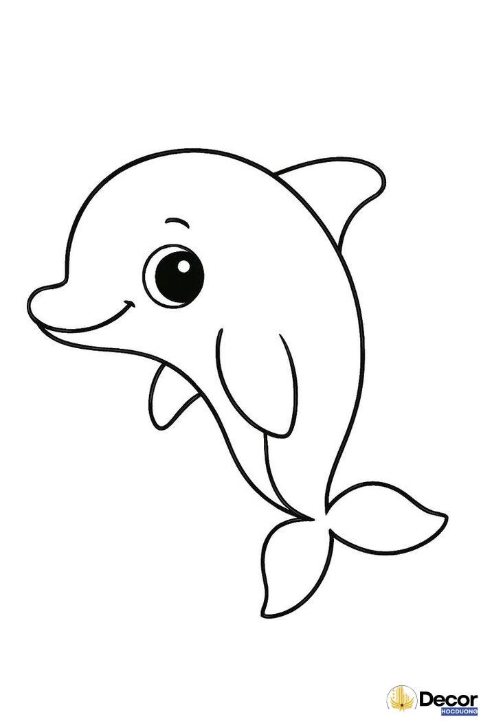 tranh tô màu cá heo bơi lội
