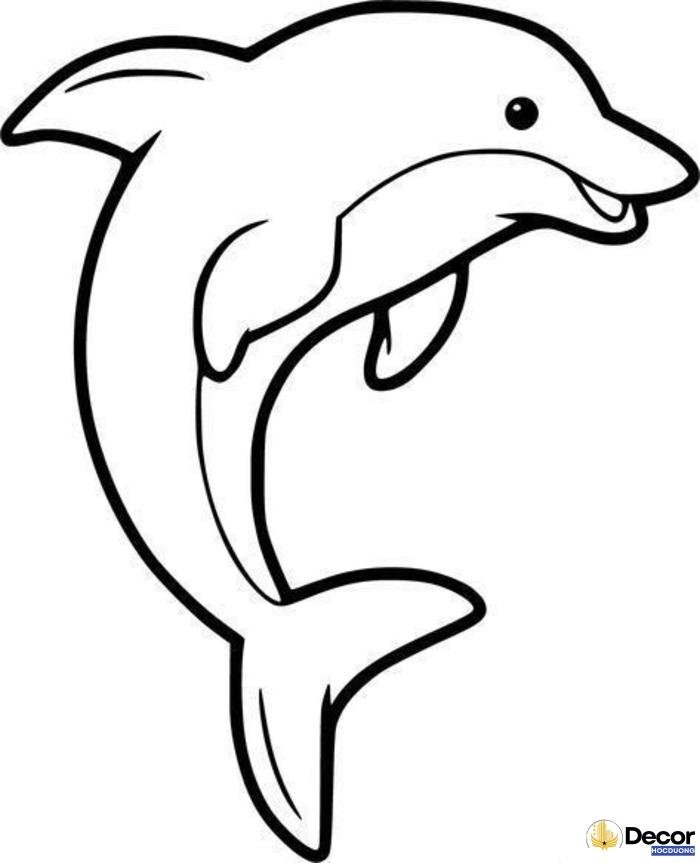 tranh tô màu cá heo đơn giản cho bé
