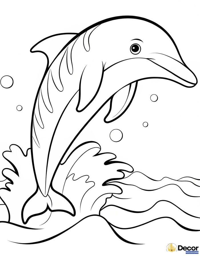 tranh tô màu cá heo đơn giản