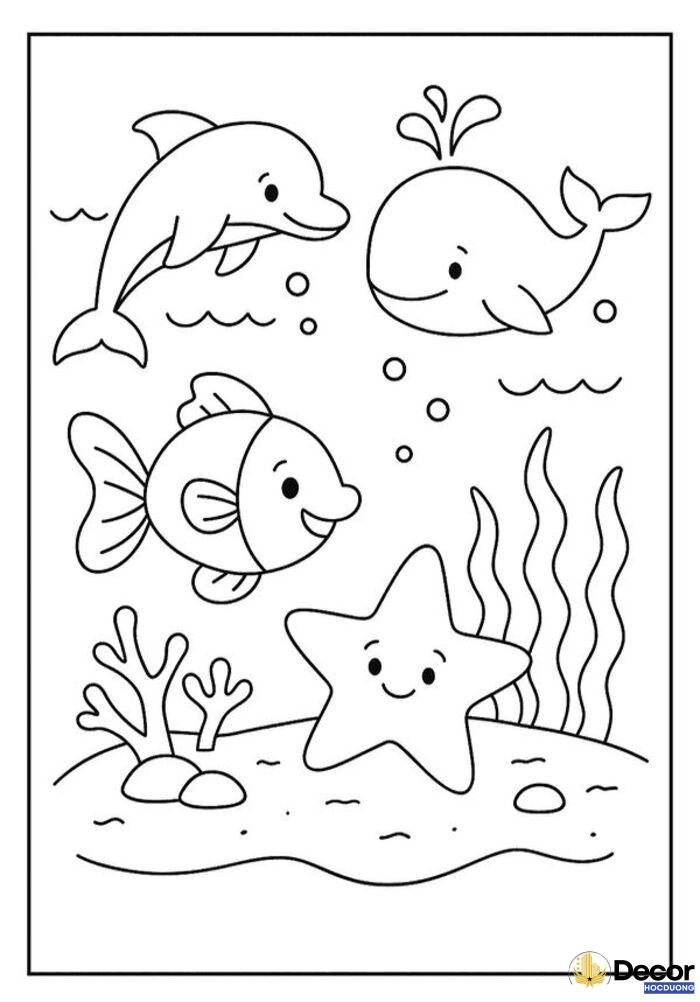 tranh tô màu cá heo